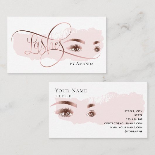 Makeup Eyebrow Eyes Lashes Rose Gold Visitekaartje (Voorkant / Achterkant)