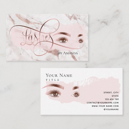 Makeup Eyebrow Eyes Lashes Rose Gold Visitekaartje (Voorkant / Achterkant)