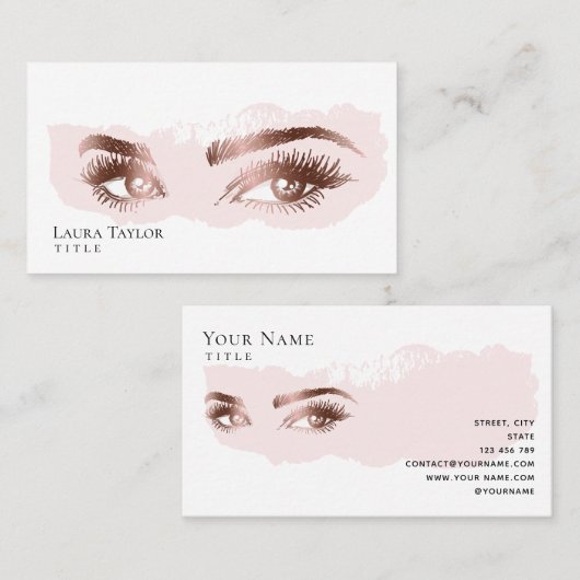 Makeup Eyebrow Eyes Lashes Rose Gold Visitekaartje (Voorkant / Achterkant)
