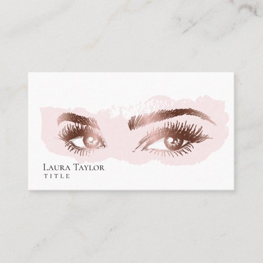 Makeup Eyebrow Eyes Lashes Rose Gold Visitekaartje (Voorkant)