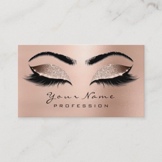 Makeup Eyebrow Eyes Lashes Salon SPA Gold Pink Visitekaartje (Voorkant)