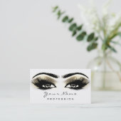 Makeup Eyebrow Eyes Lashes White SPA Gold Visitekaartje (Staand voorkant)