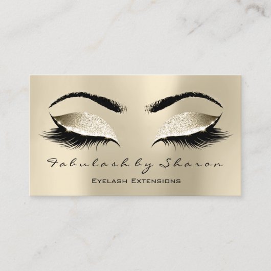 Makeup Eyebrow Lash Extension Glitter Champaigne Visitekaartje (Voorkant)