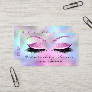 Makeup Eyebrow Lash Extension Glitter Fuchsia Roze Visitekaartje