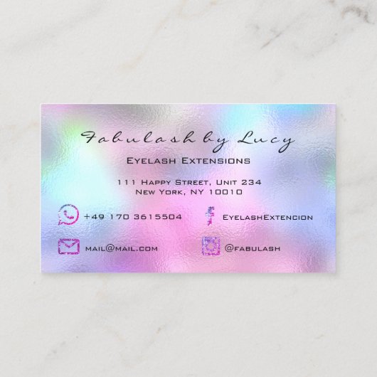 Makeup Eyebrow Lash Extension Glitter Fuchsia Roze Visitekaartje (Achterkant)