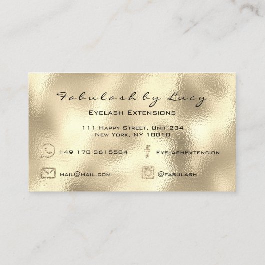 Makeup Eyebrow Lash Extension Glitter Golden Eyes Visitekaartje (Achterkant)