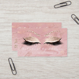 Makeup Eyebrow Lash Extension Glitter Marble Pink Visitekaartje