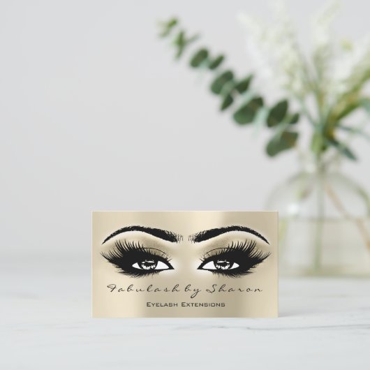 Makeup Eyebrow Lash Extension Glitter Open Eyes Visitekaartje (Staand voorkant)