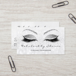 Makeup Eyebrow Lash Extension Glitter Silver Grey Visitekaartje