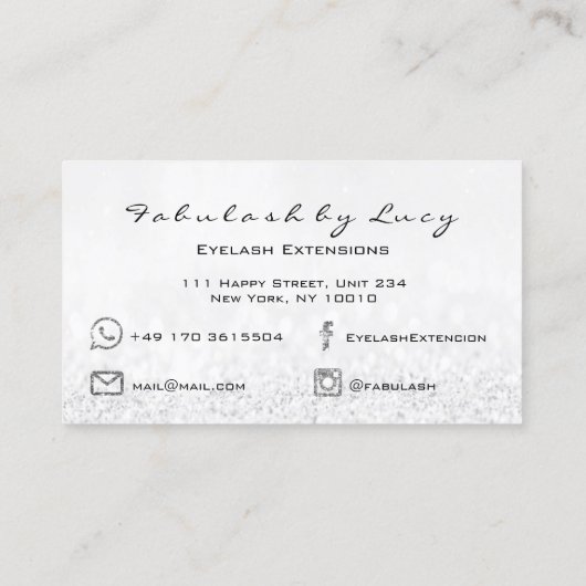 Makeup Eyebrow Lash Extension Glitter Silver Grey Visitekaartje (Achterkant)