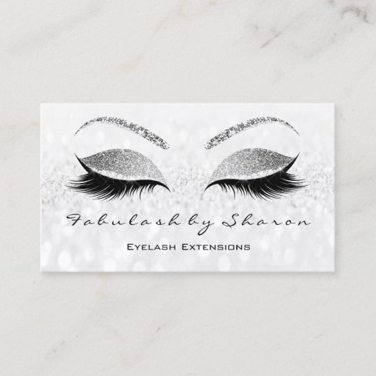 Makeup Eyebrow Lash Extension Glitter Silver Grey Visitekaartje (Voorkant)