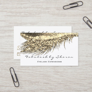 Makeup Eyebrow Lash Extension Glitter White Gold Visitekaartje