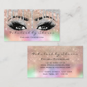 Makeup Eyebrow Lash Glitter Drip Gray Holographic Visitekaartje (Voorkant / Achterkant)