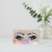 Makeup Eyebrow Lash Glitter Drip Gray Holographic Visitekaartje (Staand voorkant)