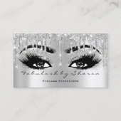 Makeup Eyebrow Lash Glitter Drip Gray Silver Spark Visitekaartje (Voorkant)