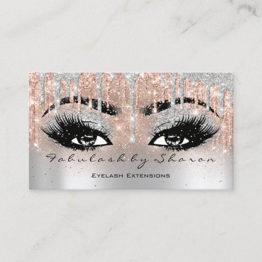 Makeup Eyebrow Lash Glitter Drip Gray Silver Spark Visitekaartje (Voorkant)