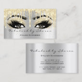 Makeup Eyebrow Lash Glitter Drip Grey Gold Spark Visitekaartje (Voorkant / Achterkant)