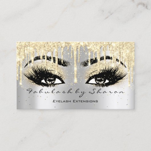 Makeup Eyebrow Lash Glitter Drip Grey Gold Spark Visitekaartje (Voorkant)