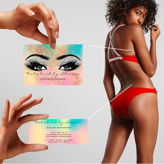 Makeup Eyebrow Lash Glitter Pastel Spark Esthetici Visitekaartje