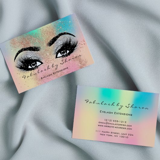 Makeup Eyebrow Lash Glitter Pastel Spark Esthetici Visitekaartje