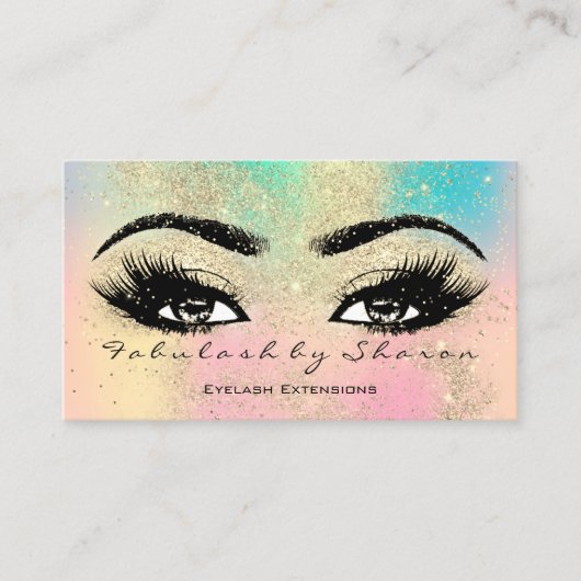 Makeup Eyebrow Lash Glitter Pastel Spark Esthetici Visitekaartje (Voorkant)