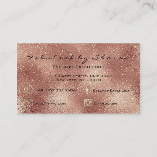 Makeup Eyebrow Lashes Extension Glitter Gold Peach Visitekaartje (Achterkant)