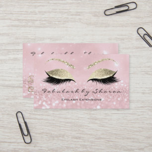 Makeup Eyebrow Lashes Extension Glitter Gold Pink Visitekaartje