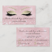 Makeup Eyebrow Lashes Extension Glitter Gold Pink Visitekaartje (Voorkant / Achterkant)