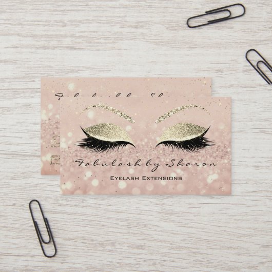 Makeup Eyebrow Lashes Extension Glitter Gold Skinn Visitekaartje (Voorkant / Achterkant in situ)