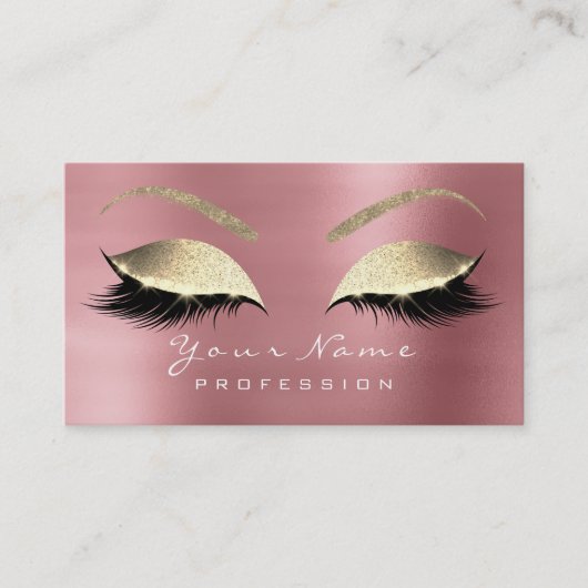 Makeup Eyebrow Lashes Extension Glitter Roos Gold Visitekaartje (Voorkant)