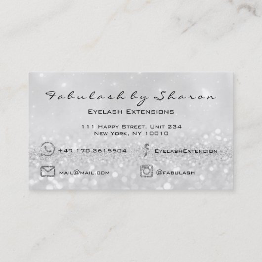 Makeup Eyebrow Lashes Extension Glitter Silver 2 Visitekaartje (Achterkant)