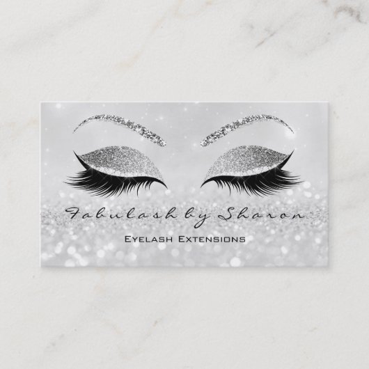 Makeup Eyebrow Lashes Extension Glitter Silver 2 Visitekaartje (Voorkant)