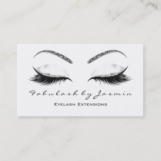 Makeup Eyebrow Lashes Eye Glitter White Silver Visitekaartje (Voorkant)