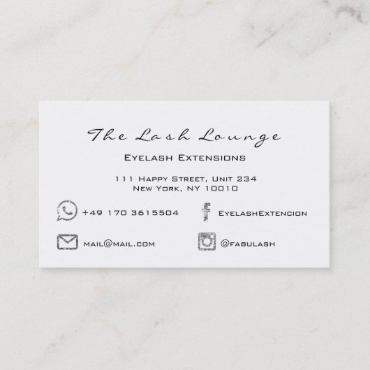 Makeup Eyebrow Lashes Glitter Blue White Black Visitekaartje (Achterkant)