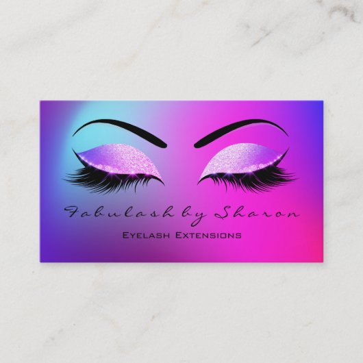 Makeup Eyebrow Lashes Glitter Bright Miami Roze Visitekaartje (Voorkant)
