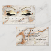 Makeup Eyebrow Lashes Glitter Copper Gold Marble Visitekaartje (Voorkant / Achterkant)