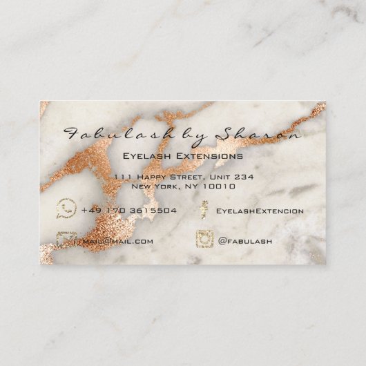 Makeup Eyebrow Lashes Glitter Copper Gold Marble Visitekaartje (Achterkant)