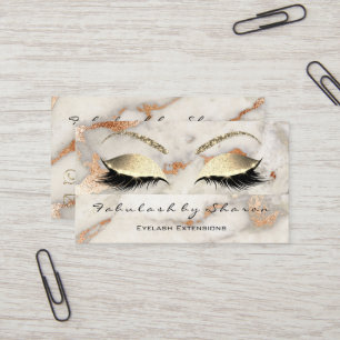 Makeup Eyebrow Lashes Glitter Copper Gold Marble Visitekaartje