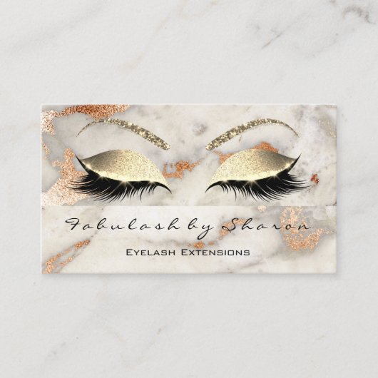 Makeup Eyebrow Lashes Glitter Copper Gold Marble Visitekaartje (Voorkant)