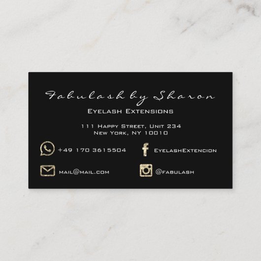 Makeup Eyebrow Lashes Glitter Coral Gold Marble Visitekaartje (Achterkant)