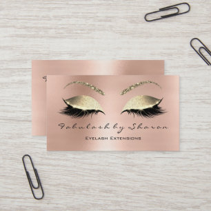Makeup Eyebrow Lashes Glitter Crystal Roos Gold Visitekaartje