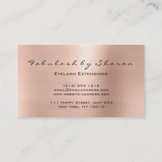 Makeup Eyebrow Lashes Glitter Crystal Roos Gold Visitekaartje (Achterkant)