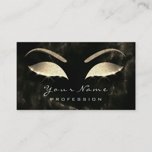 Makeup Eyebrow Lashes Glitter Diamond Black Marmer Visitekaartje (Voorkant)