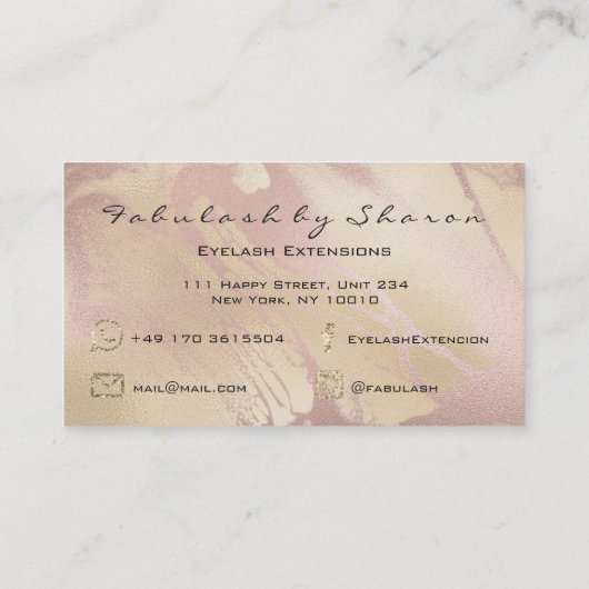 Makeup Eyebrow Lashes Glitter Diamond Blush Marble Visitekaartje (Achterkant)