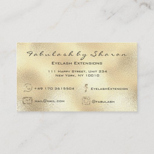 Makeup Eyebrow Lashes Glitter Diamond Gold Glass Visitekaartje (Achterkant)