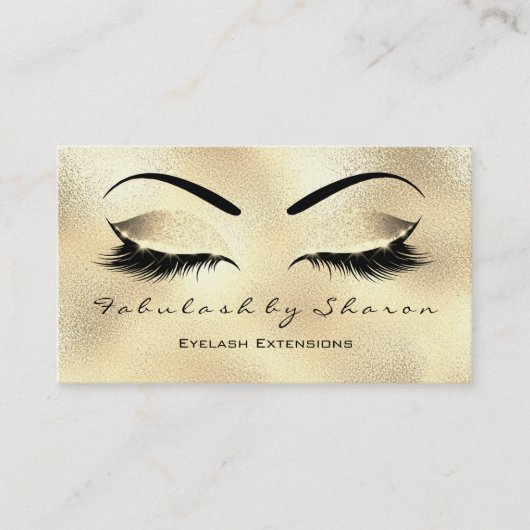 Makeup Eyebrow Lashes Glitter Diamond Gold Glass Visitekaartje (Voorkant)