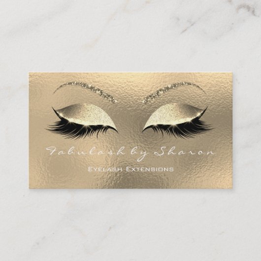 Makeup Eyebrow Lashes Glitter Diamond Gold White Visitekaartje (Voorkant)