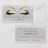 Makeup Eyebrow Lashes Glitter Diamond Gray Luxury Visitekaartje (Voorkant / Achterkant)