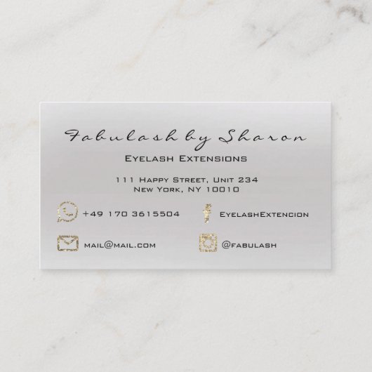 Makeup Eyebrow Lashes Glitter Diamond Gray Luxury Visitekaartje (Achterkant)