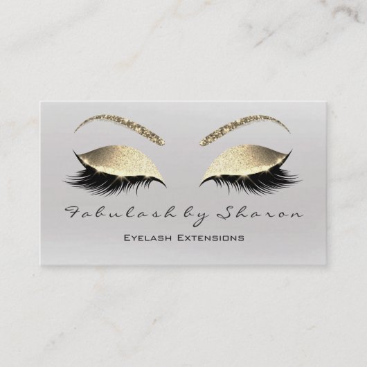Makeup Eyebrow Lashes Glitter Diamond Gray Luxury Visitekaartje (Voorkant)